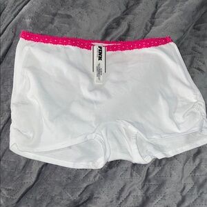 Victoria’s Secret PINK white boyshort Panties with watermelon lace Waistband